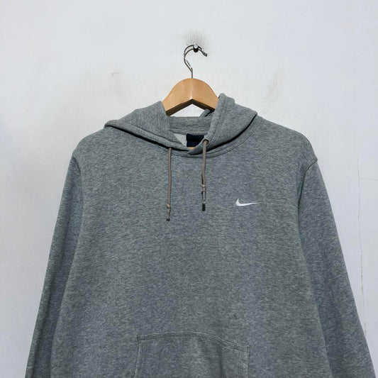 Vintage Grey Nike Hoodie Plain - Large