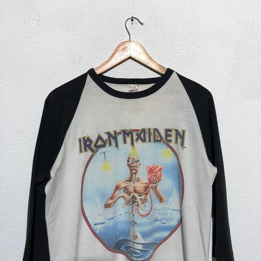 Vintage 1988 Iron Maiden Metal Band T Shirt Screen Stars Baseball - Large