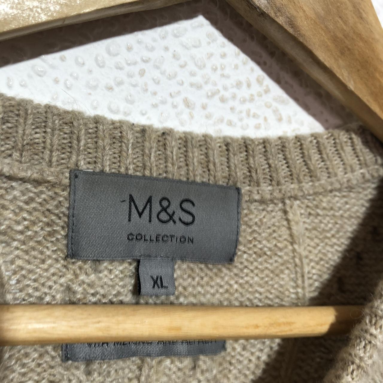 Beige M&S Cable Knit Knitted Jumper Merino & Alpaca Wool - XL