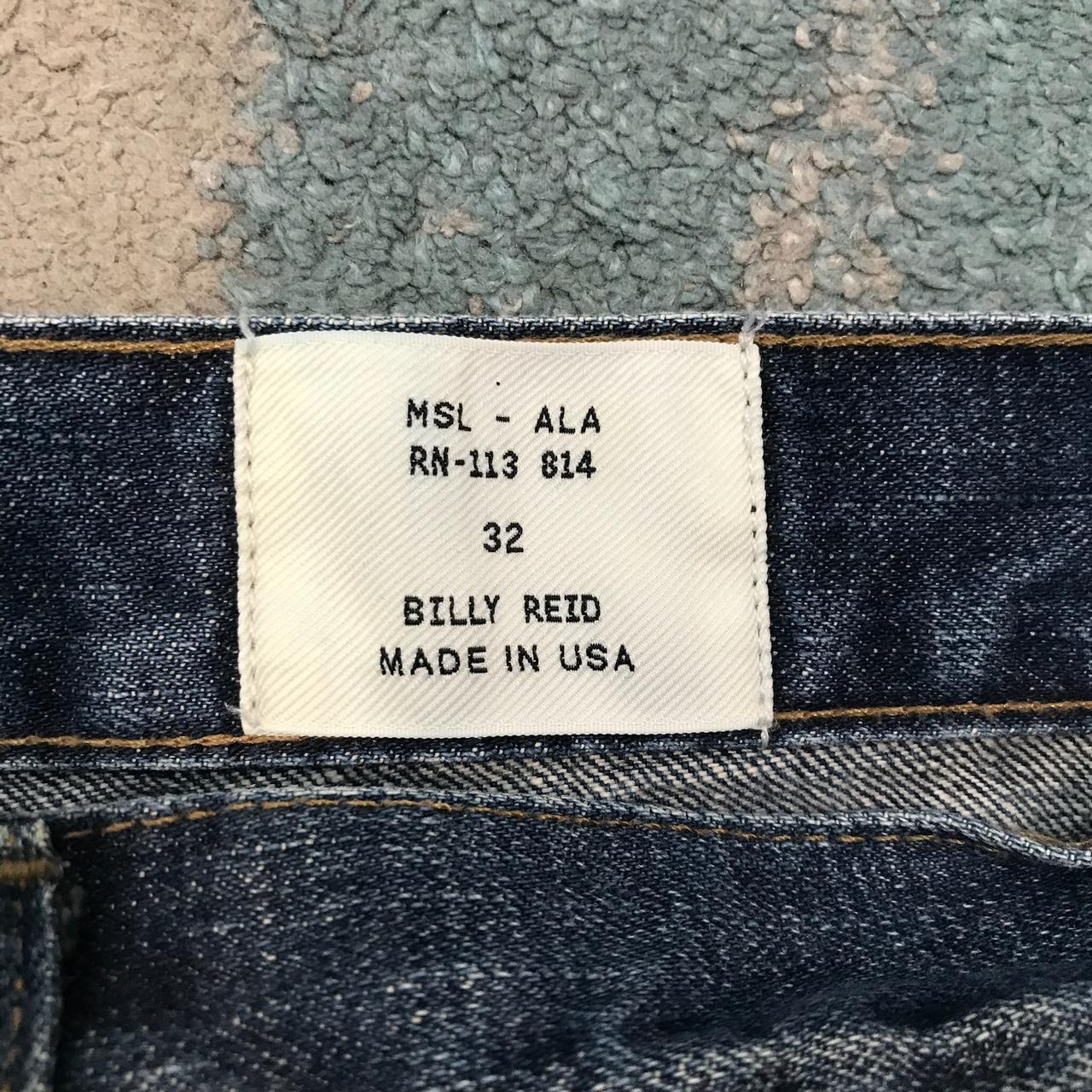 Billy Reid Jeans Slim Leg Made in USA MSL-ALA RN-113 814 - 32W 34L