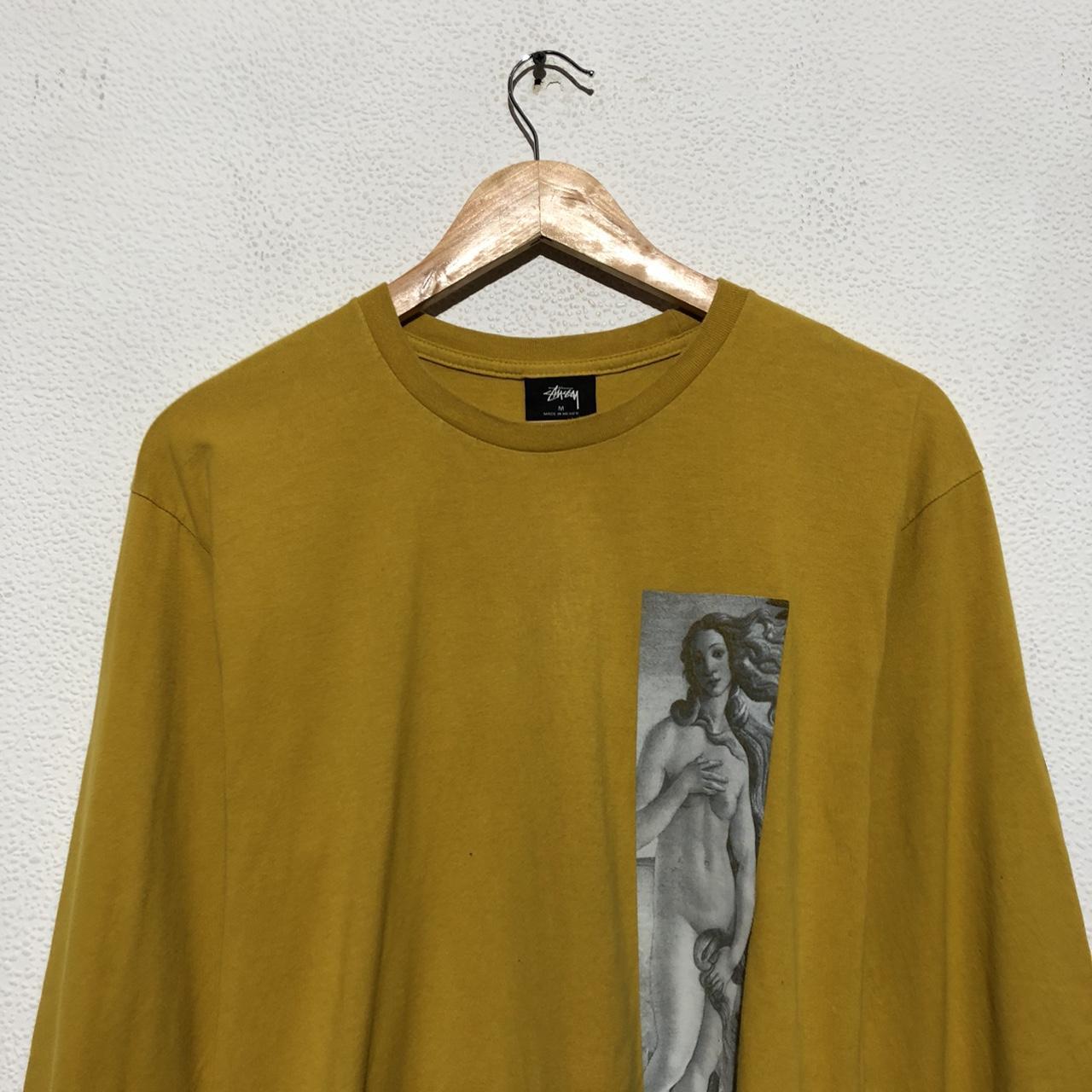 Vintage Yellow Stussy Long Sleeve T Shirt Graphic Print - Medium