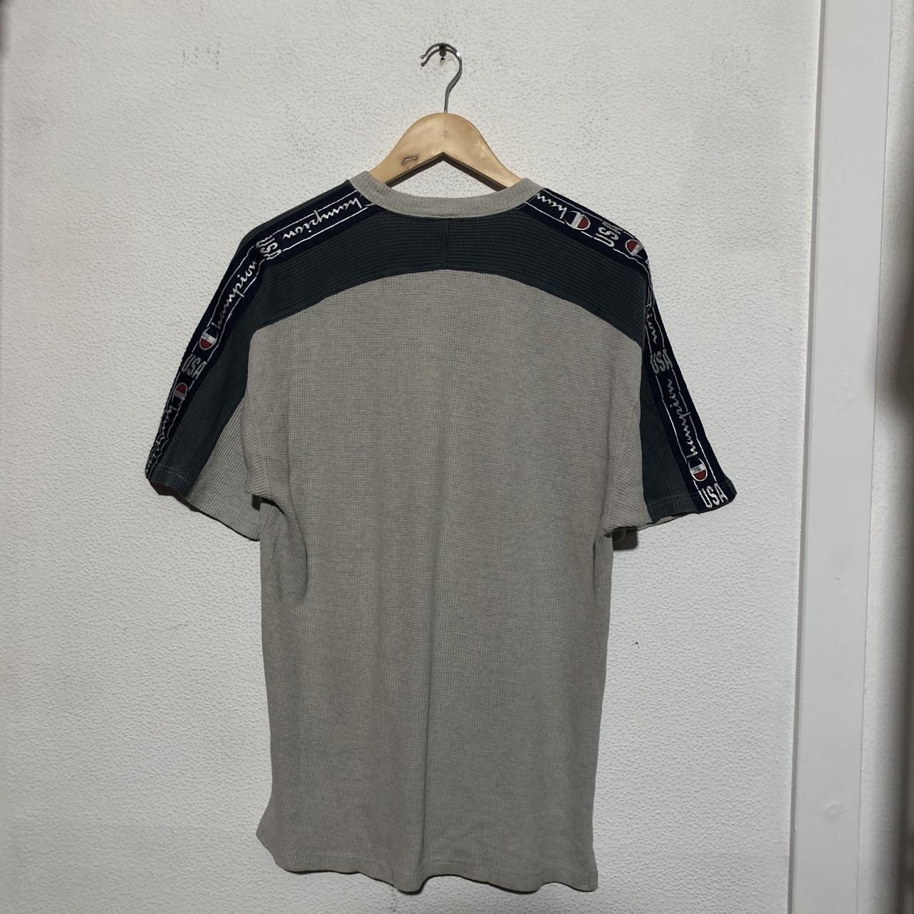 Vintage 90s Grey Champion Waffle Knit USA T Shirt - Small