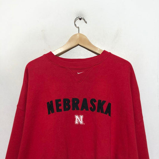 Vintage 90s Red Nike Centre Swoosh Sweatshirt Nebraska University- XXL