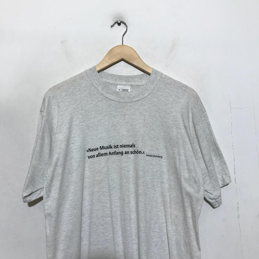 Vintage 90s Grey Arnold Schwarzenegger quote T Shirt - Medium