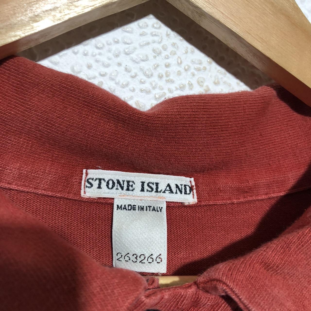 Vintage 90s Red Stone Island Polo Shirt - Medium