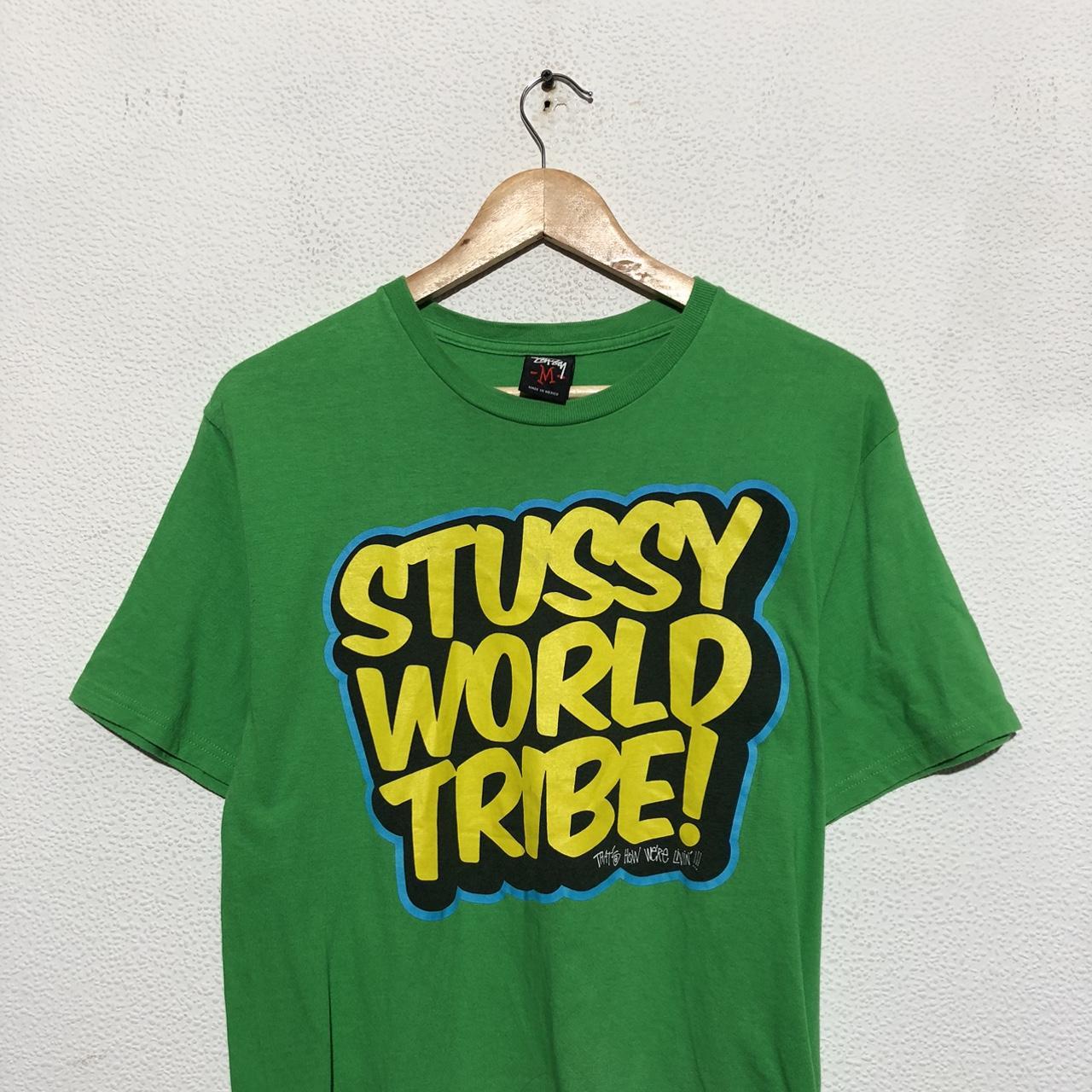 Vintage Green Stussy T Shirt World Tribe - Medium