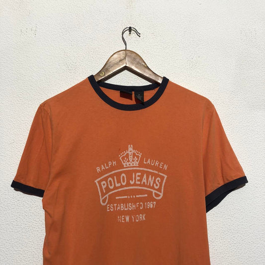 Vintage 00s Orange Polo Jeans T Shirt Ralph Lauren - Medium