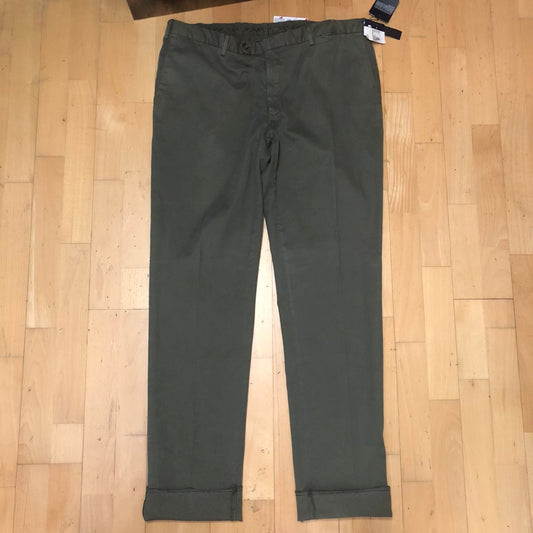 Green Khaki Burberry Chino Trousers Roll Up Legs - 44W