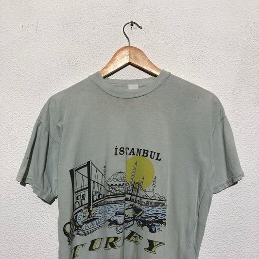 Vintage 80s Mint Green Istanbul Turkey Tourist T Shirt - XS