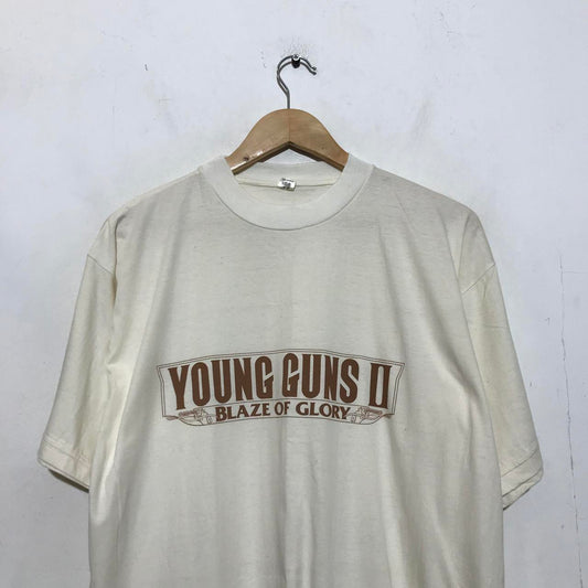 Deadstock Vintage 1990 Cream Young Guns 2 Movie Promo T Shirt - XL