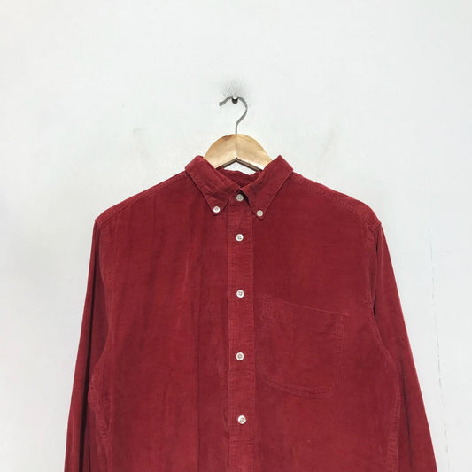 Vintage 00s Quality Thick Red Corduroy Shirt Overshirt - Medium