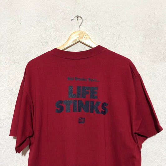 Vintage Red Life Stinks Mel Brooks Movie Promo T Shirt Graphic Print - XL