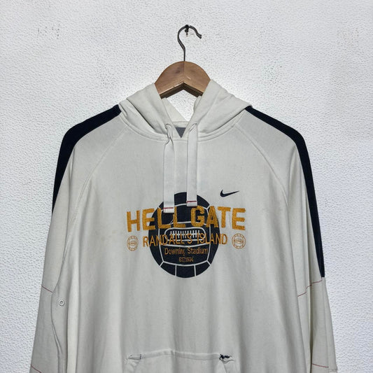 Vintage 00s White Nike Hoodie Hell Gate Grey Tag - Medium