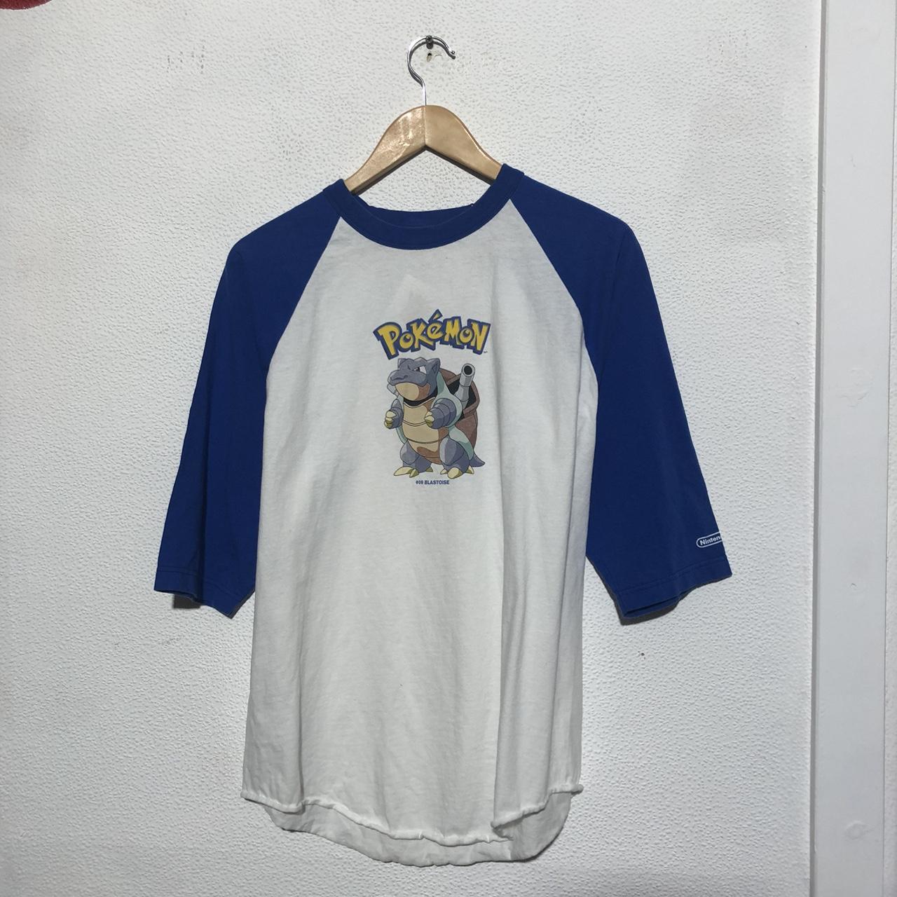 Vintage 1998 Pokémon T Shirt Blastoise Nintendo Baseball Style - Large