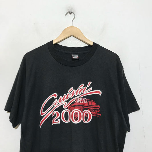 Vintage Black 2000 New Year Graphic T Shirt - XL