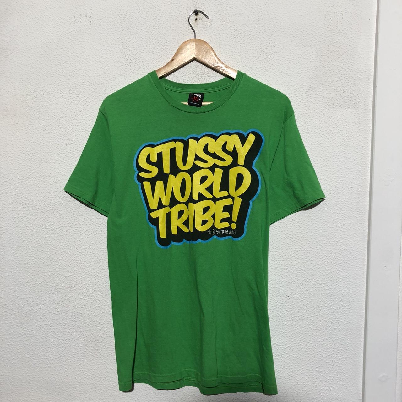 Vintage Green Stussy T Shirt World Tribe - Medium