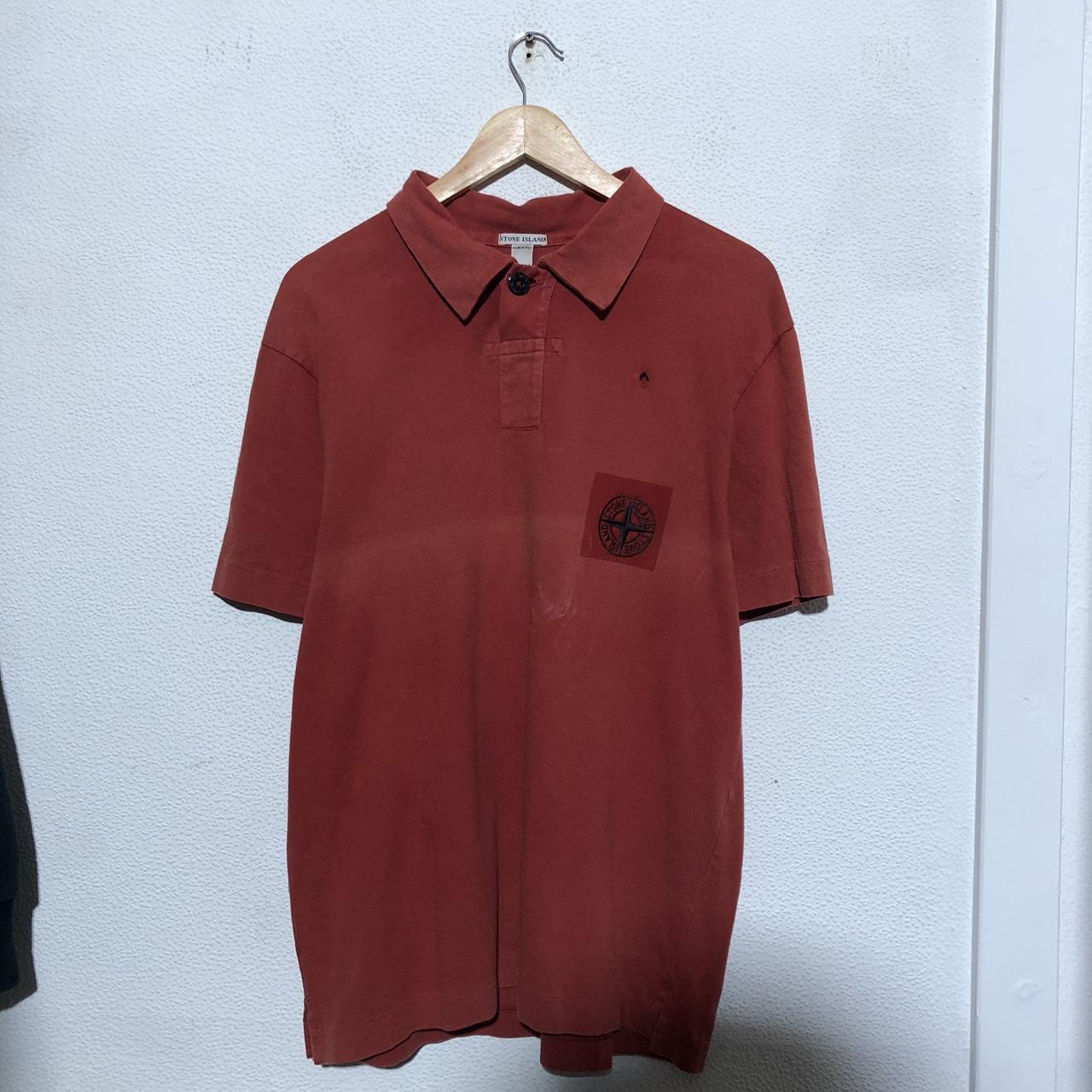 Vintage 90s Red Stone Island Polo Shirt - Medium