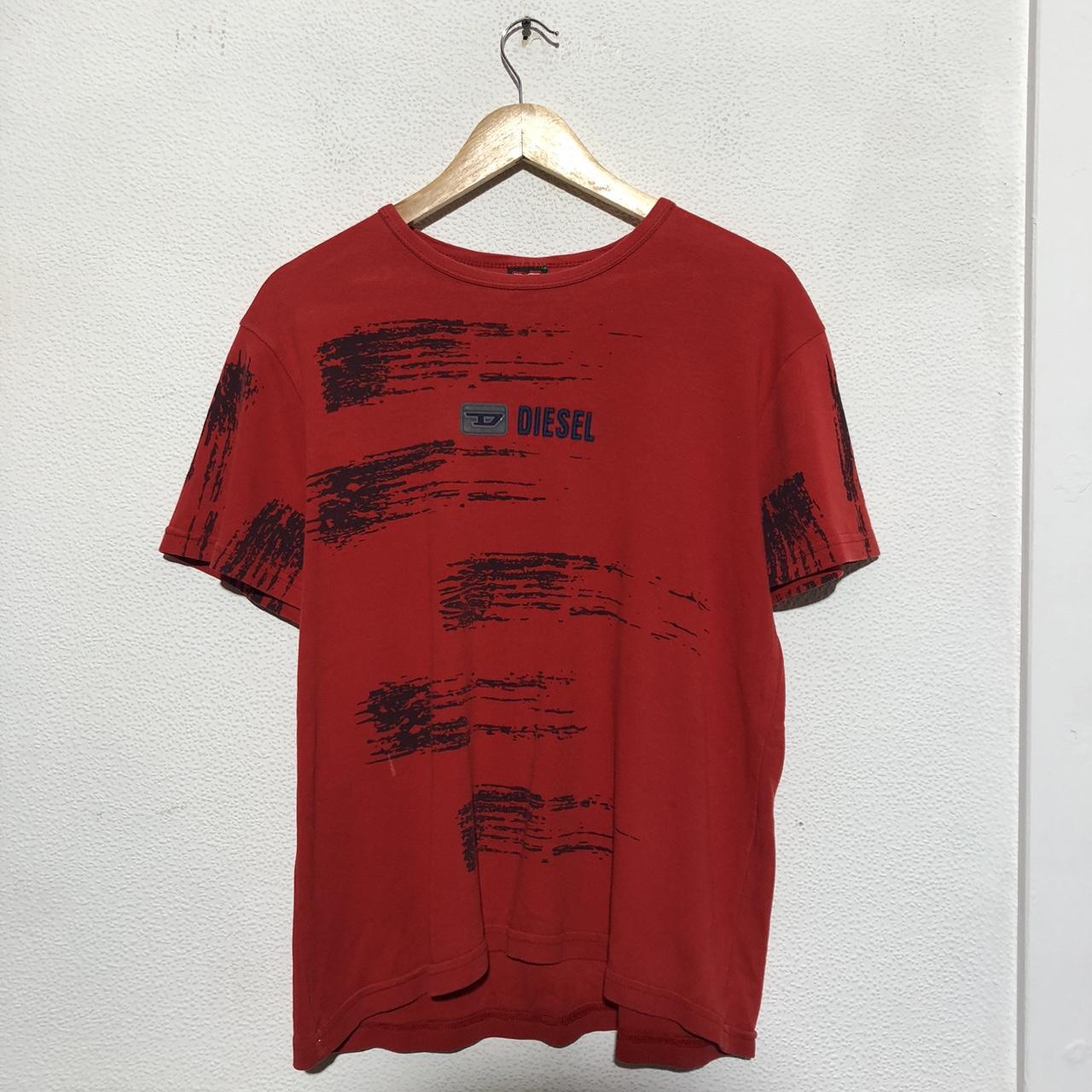 Vintage 90s Red Patterned Diesel T Shirt - Large