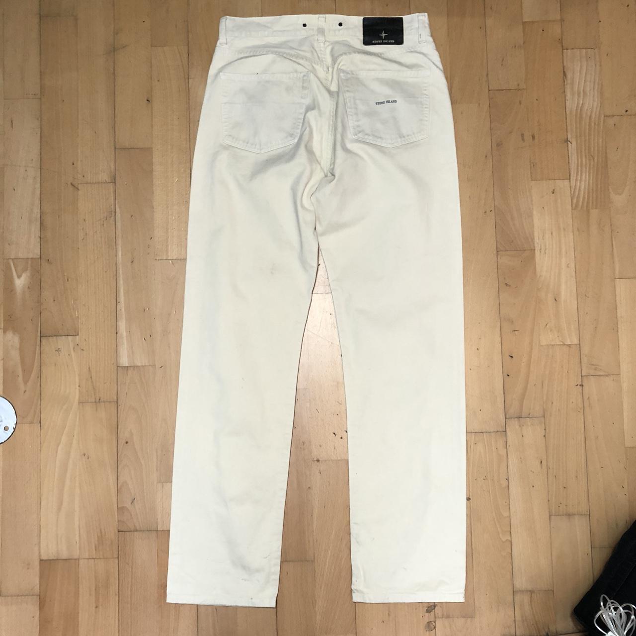 Vintage 90s White Stone Island Jeans Printed Spellout - 33W 32L