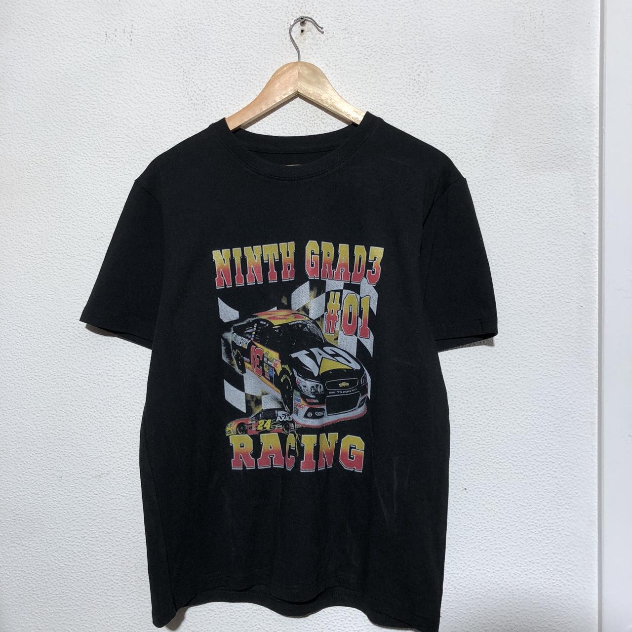 Vintage 00s Black NASCAR Racing T Shirt Cat Car Graphic - Medium