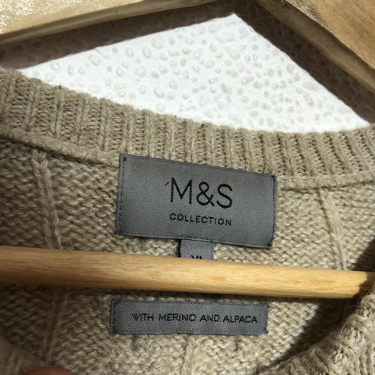 Beige M&S Cable Knit Knitted Jumper Merino & Alpaca Wool - XL