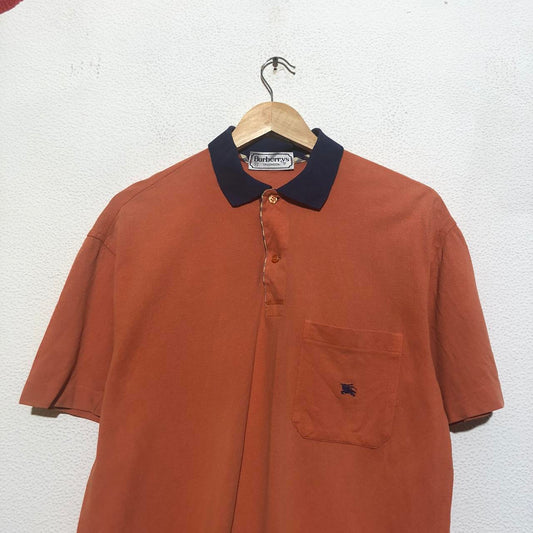 Vintage 90s Orange Burberry’s Polo Shirt - Large