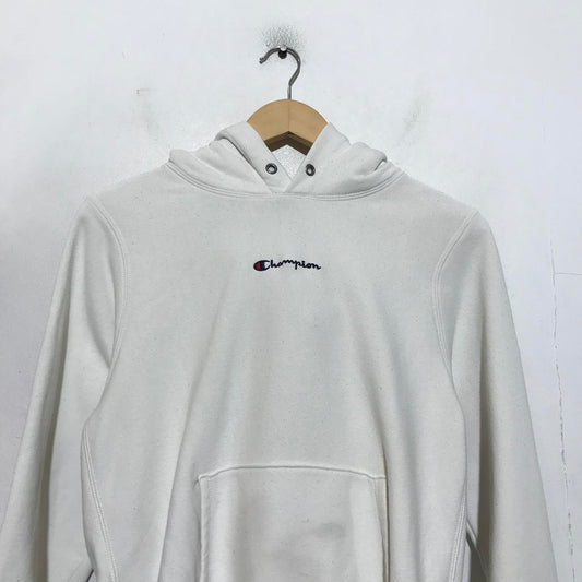 White Champion Hoodie Spellout - XS