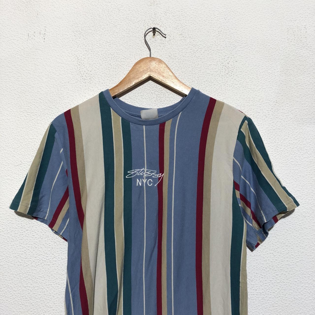 Multicolored Striped Stussy T Shirt - Small