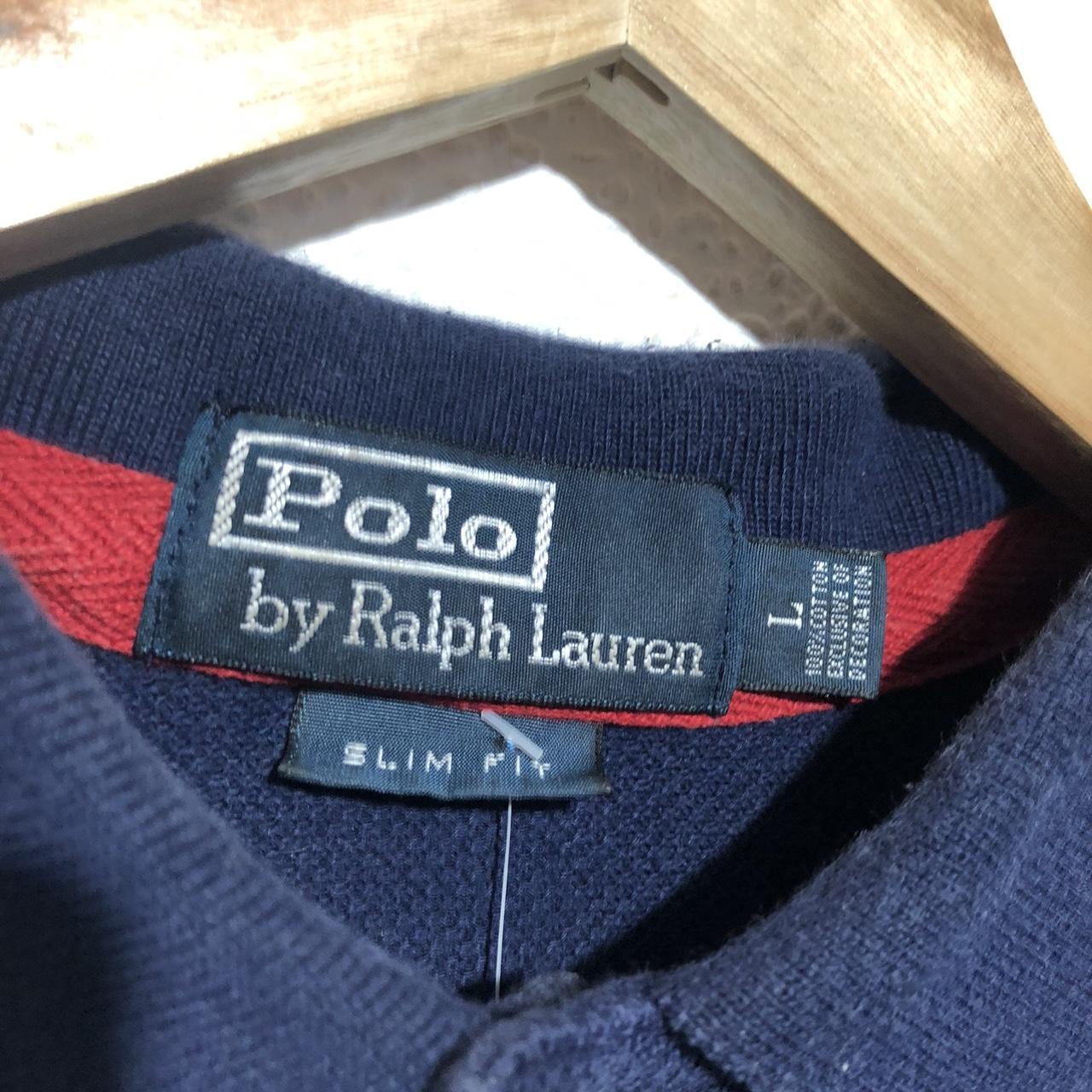 Vintage 90s Striped Navy & Red Polo Ralph Lauren Polo Shirt - Large