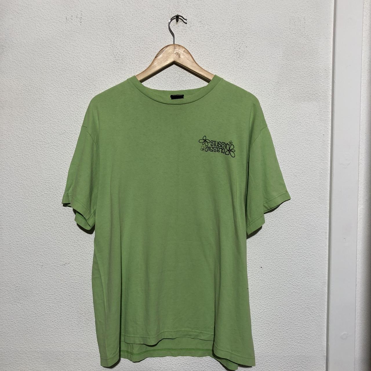 Vintage Green Stussy Graphic T Shirt - Large