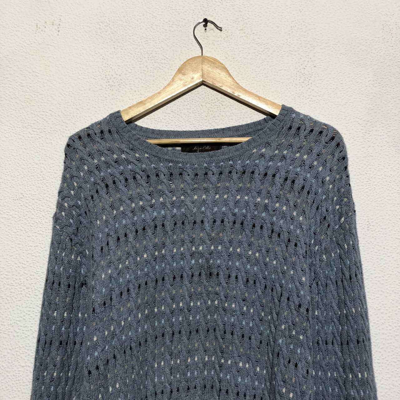 Vintage 00s Blue Patterned Knitted Jumper - Large