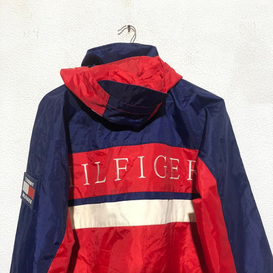 Vintage 90s Tommy Hilfiger Raincoat Jacket Embroidered Spellout - Large