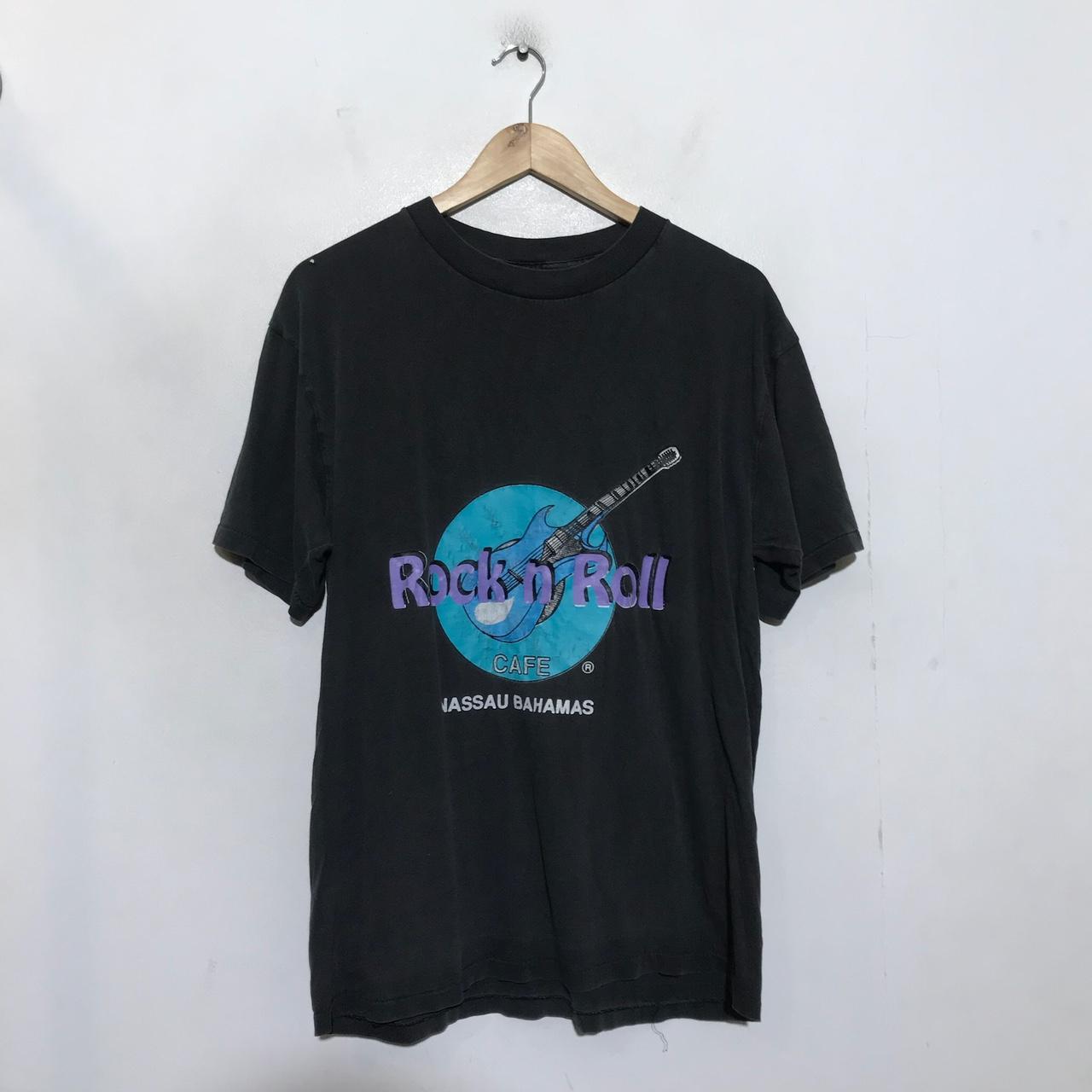 Vintage 90s Black Rock n Roll Cafe Bahamas Graphic Print - Large