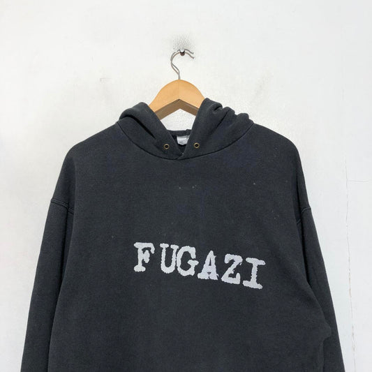 Vintage 90s Black Fugazi Band Hoodie Screen Stars - XL