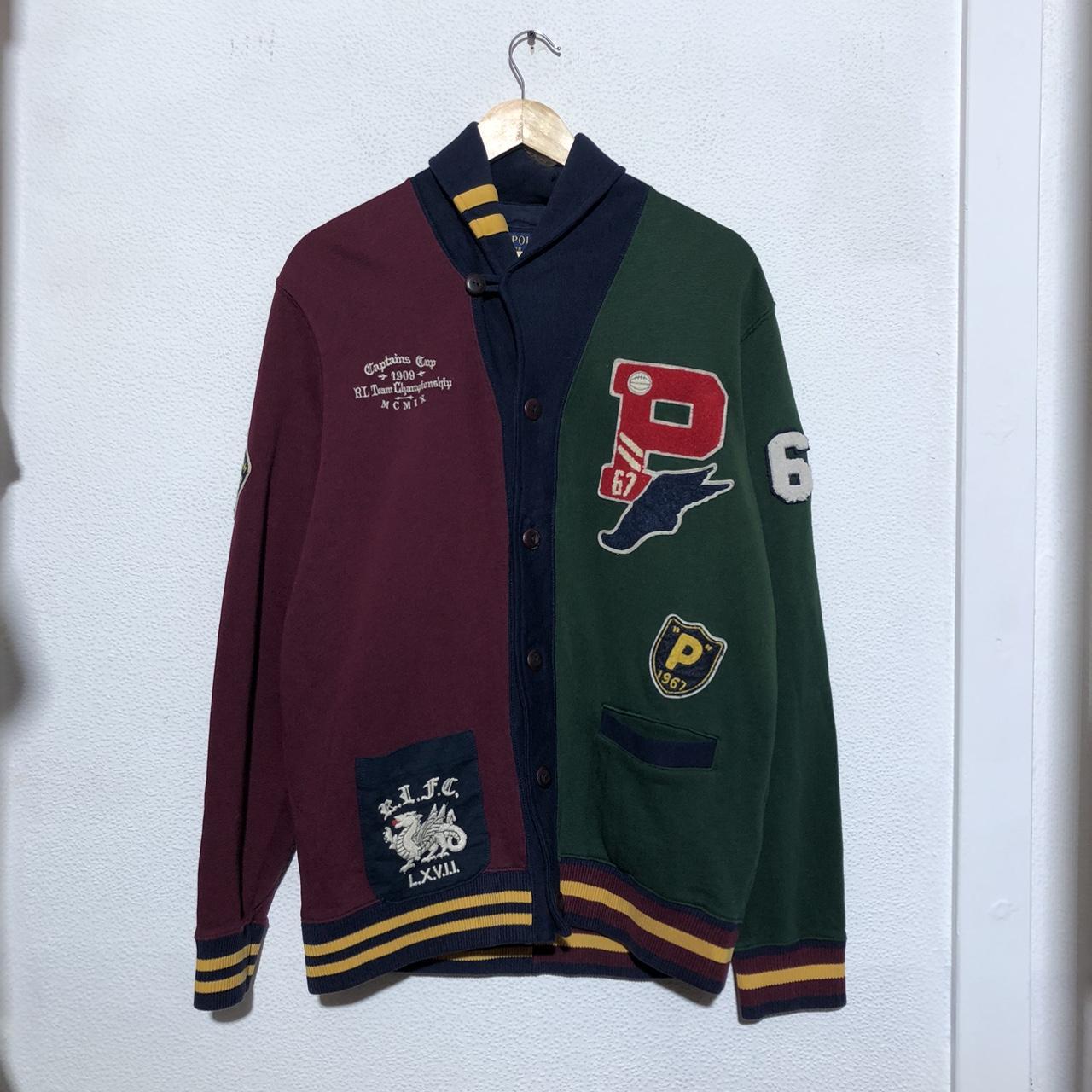 Vintage Maroon & Green Polo Ralph Lauren Varsity Cardigan P-Wing - Medium