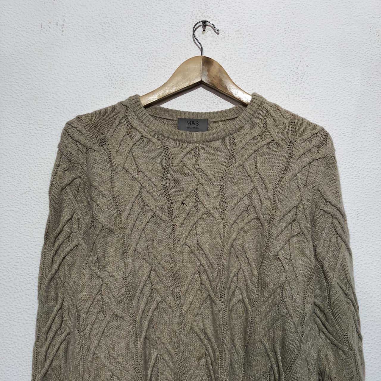 Beige M&S Cable Knit Knitted Jumper Merino & Alpaca Wool - XL