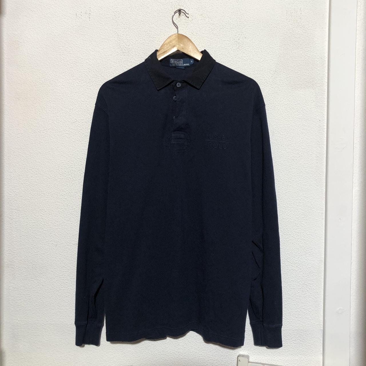 Vintage 90s Navy Polo Ralph Lauren Rugby Shirt - Medium