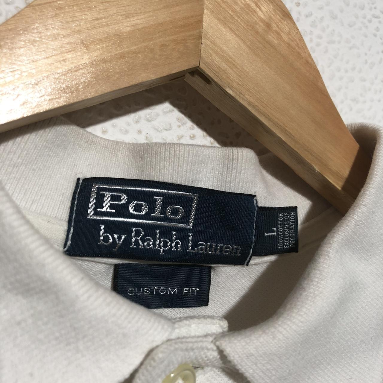 Vintage 90s White Polo Ralph Lauren Long Sleeve Polo Shirt - Large