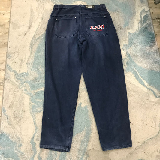 Vintage 90s Navy Blue Karl Kani Jeans Baggy Straight Leg - 34W 32L