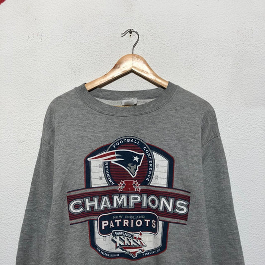 Vintage Grey New England Patriots Sweatshirt - Large