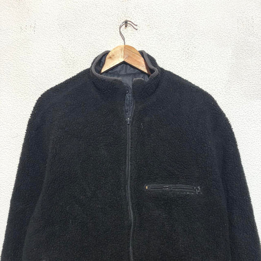 Vintage Black Stussy Fleece Jacket Teddy Reversible - Large