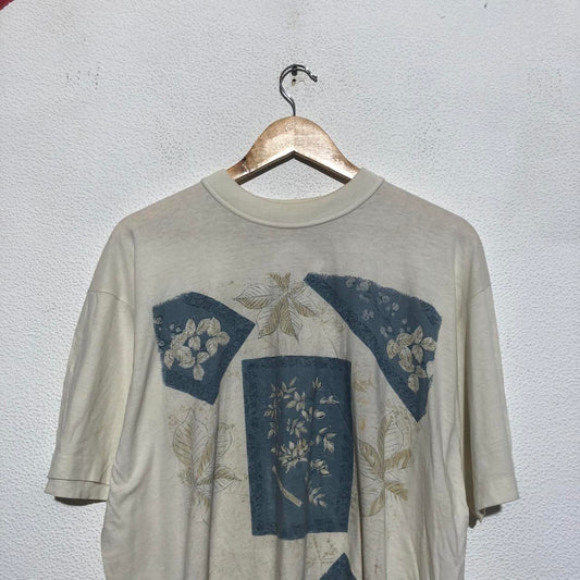 Vintage White Autumnal Graphic Print T Shirt - Large