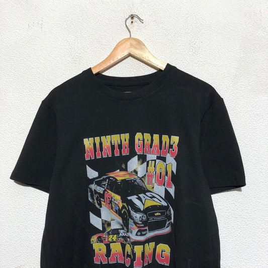 Vintage 00s Black NASCAR Racing T Shirt Cat Car Graphic - Medium