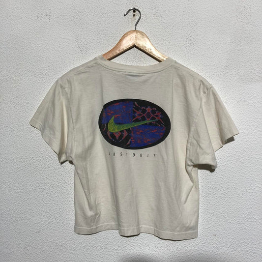 Vintage 90s White Nike Graphic T Shirt Cropped Fit - Small