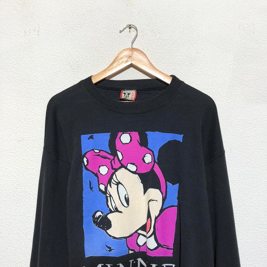 Vintage 90s Black Minnie Mouse Disney Graphic Sweatshirt - Medium