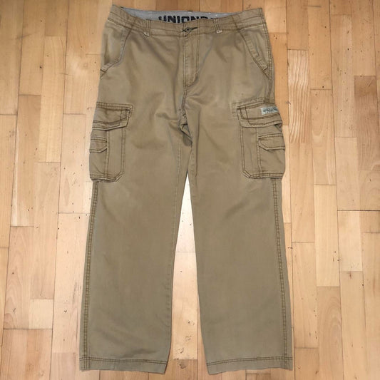 Vintage Beige Baggy Cargo Pants Trousers Wide Leg - 36W 32L