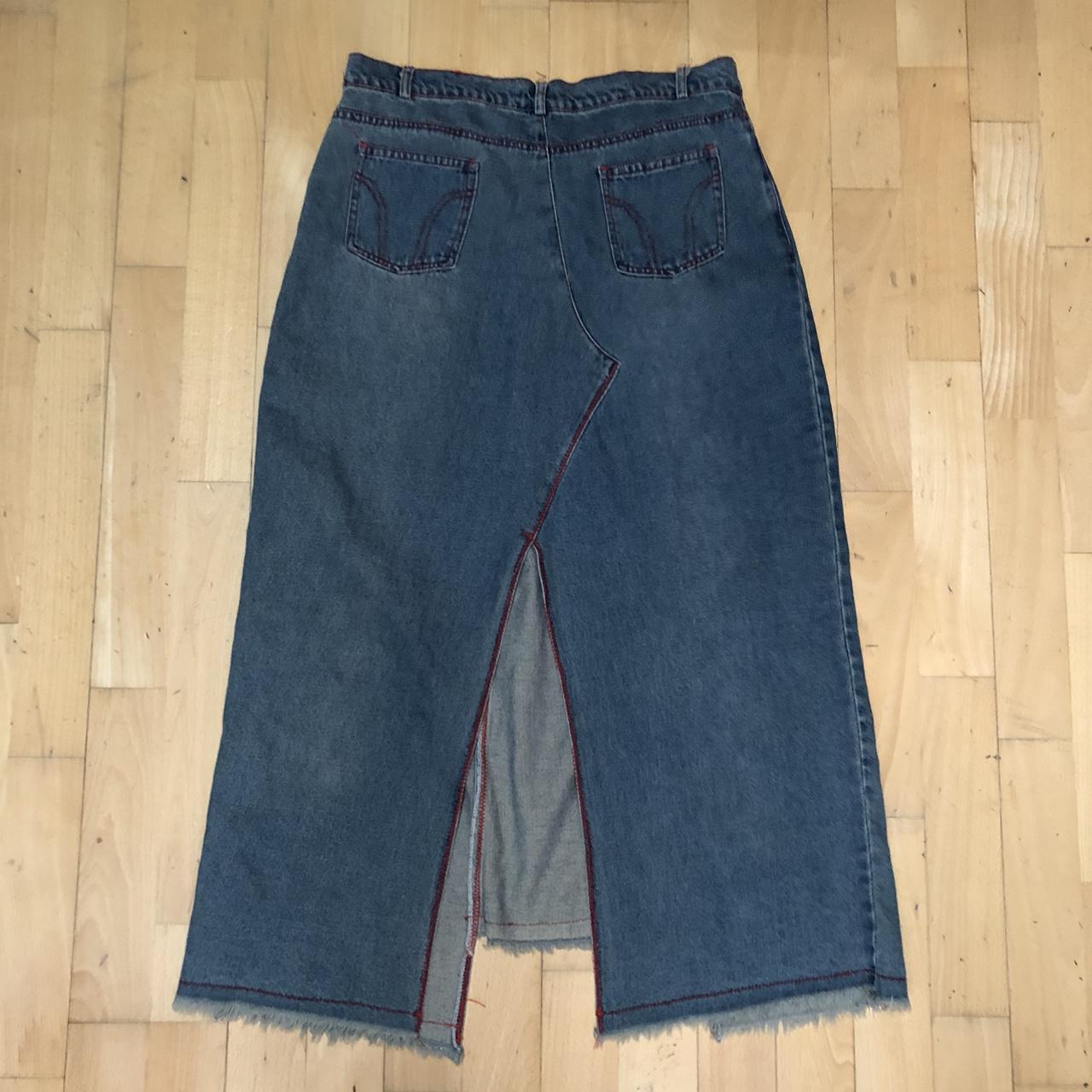 Vintage 00s Y2K Knee Length Denim Skirt - XL