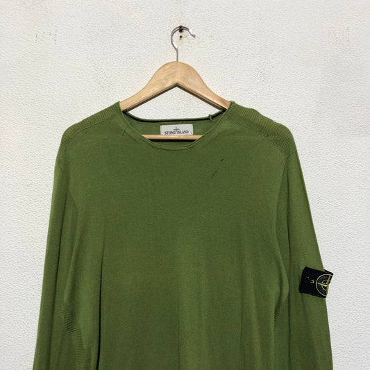 Vintage Green Stone Island Jumper Thin Knit - XL