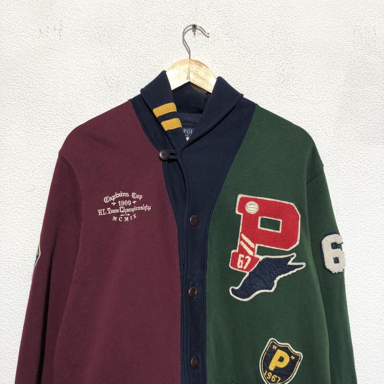 Vintage Maroon & Green Polo Ralph Lauren Varsity Cardigan P-Wing - Medium