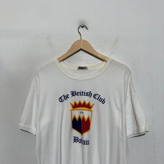 Vintage 80s 1985 The British Club Bahrain Graphic T Shirt - Large